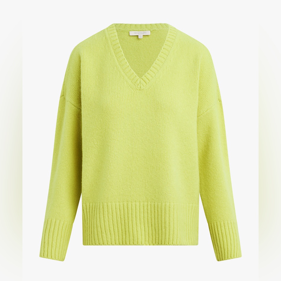 Favorite Daughter The William V-Neck Wool & Cashmere Blend Sweater, Citron Nwt